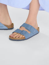 Slippers Arizona Uit Leder Birkenstock Blauw accessoires 1026820-vue-porte