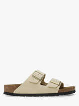 Slippers Arizona Big Buckle Uit Leder Birkenstock Beige accessoires 1026585