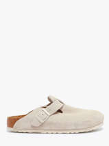 Slippers Boston Uit Leder Birkenstock Beige accessoires 1024740