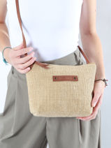 Cross Body Tas Over The Rainbow Raphia Le voyage en panier Beige over the rainbow PM457-vue-porte