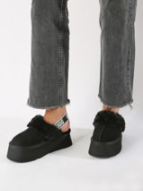 Slippers Met Riempjes Funkette Uit Leder Ugg Zwart accessoires 1113474-vue-porte
