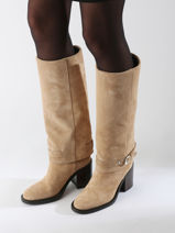 Laarzen Met Hak Selena Uit Leder Alpe Beige accessoires 52841122-vue-porte