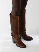 Laarzen Met Hak Selena Uit Leder Alpe Bruin accessoires 52841133-vue-porte