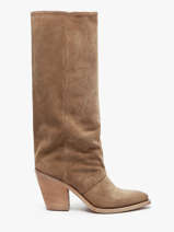 Laarzen Met Hak Stivali Tubo Uit Leder Metisse Beige accessoires XD961