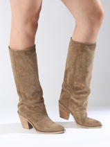 Laarzen Met Hak Stivali Tubo Uit Leder Metisse Beige accessoires XD961-vue-porte