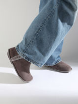 Pantoffels Uit Leder Isotoner Beige accessoires 97391-vue-porte