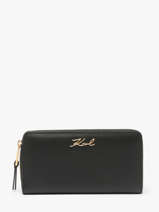 Portefeuille K Signature Leder Karl lagerfeld Zwart k signature A1W32106