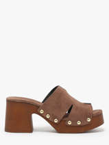 Slippers Met Hak Carbuccia Uit Leder Coco abricot Bruin accessoires V3110B