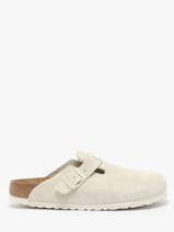 Slippers Boston Uit Leder Birkenstock Beige accessoires 1027693