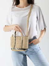 Cross Body Tas Cabas Raphia Raphia Vanessa bruno Beige cabas raphia 30V40410-vue-porte