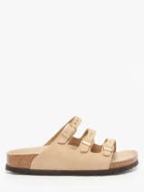 Slippers Florida Uit Leder Birkenstock Beige accessoires 1029480