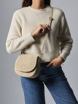 Cross Body Tas Velvet Leder Milano Beige velvet VE25062-vue-porte