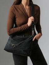 Cross Body Tas Vintage Leder Mila louise Zwart vintage 3822KRC-vue-porte