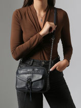 Cross Body Tas Vintage Leder Mila louise Blauw vintage 3327CL-vue-porte