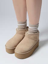 Boots Classic Ultra Mini Platform Uit Leder Ugg Beige women 1135092