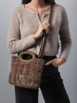 Schoudertas Quadri Le voyage en panier Bruin quadri AHP271-vue-porte