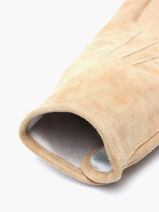 Herenhandschoenen Sude Leder Met Zijden Voering Omega Beige men gloves S-vue-porte