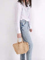 Handtas Le Cabas Raphia Pompons Vanessa bruno Beige cabas raphia 75V40435-vue-porte