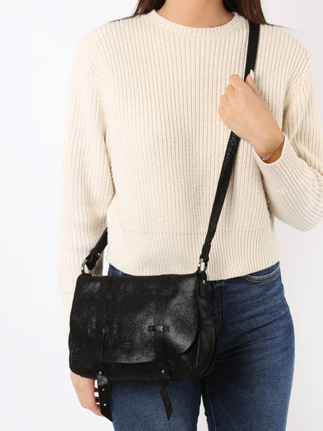 Cross Body Tas Vintage Leder Vintage Leder Mila louise Zwart vintage 3017X ander zicht 1