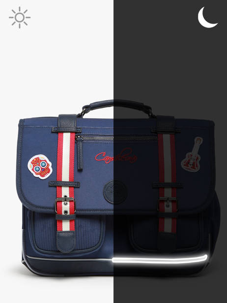 Boekentas 2 Compartimenten Cameleon Blauw vintage family boulanger CA38 ander zicht 7