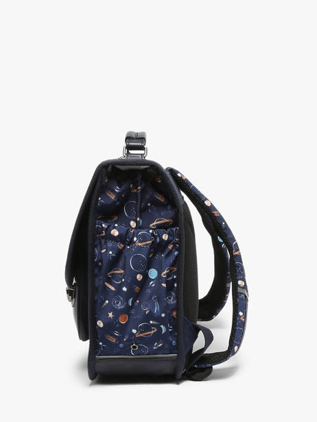 Boekentas Kind 2 Compartimenten Cameleon Blauw retro CA38 ander zicht 2