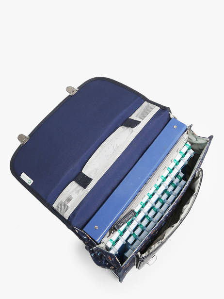 Boekentas Kind 2 Compartimenten Cameleon Blauw retro CA38 ander zicht 3