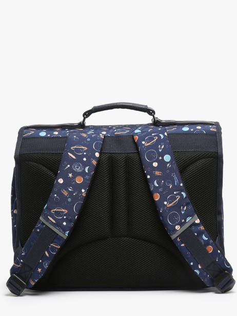 Boekentas Kind 2 Compartimenten Cameleon Blauw retro CA38 ander zicht 4
