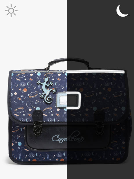 Boekentas Kind 2 Compartimenten Cameleon Blauw retro CA38 ander zicht 7