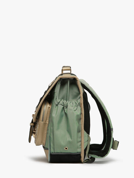 Boekentas Kinderen 2 Compartimenten Cameleon Groen vintage fantasy CA35 ander zicht 2