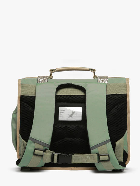 Boekentas Kinderen 2 Compartimenten Cameleon Groen vintage fantasy CA35 ander zicht 4