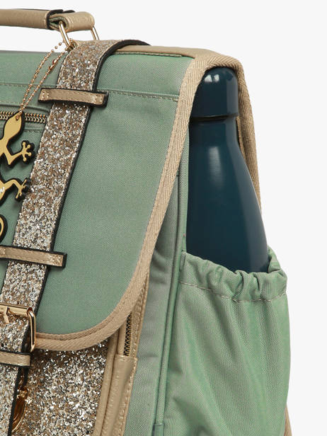 Boekentas Kinderen 2 Compartimenten Cameleon Groen vintage fantasy CA35 ander zicht 5