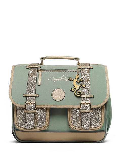 Boekentas Kinderen 2 Compartimenten Cameleon Groen vintage fantasy CA35 ander zicht 6