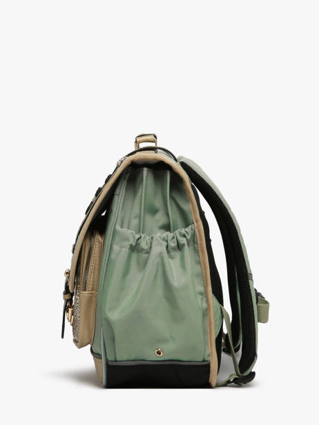 Boekentas Kinderen 3 Compartimenten Cameleon Groen vintage fantasy CA41 ander zicht 2