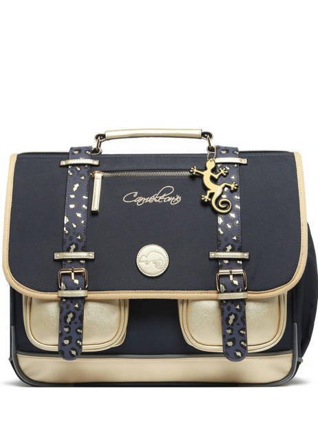 Boekentas Kinderen 3 Compartimenten Cameleon Blauw vintage fantasy CA41 ander zicht 6