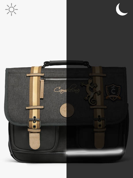Boekentas Kinderen 3 Compartimenten Cameleon Grijs vintage urban CA41 ander zicht 7