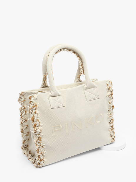 Schoudertas Logo Shopper Katoen Pinko Beige logo shopper A1X1 ander zicht 2