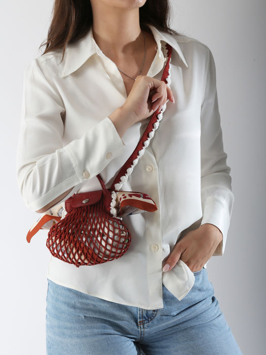 Longchamp Le pliage filet crochet Cross bodytas Rood