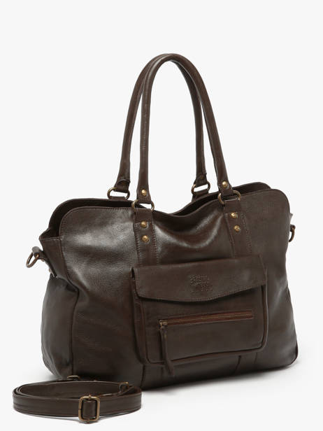 Schoudertas A4 Formaat Cow Leder Basilic pepper Bruin cow BCOW78 ander zicht 2