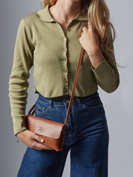 Cross Body Tas Caviar Leder Milano Bruin caviar CA23067 ander zicht 1