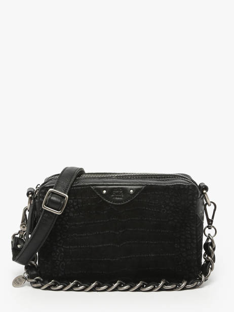 Cross Body Tas Vintage Leder Mila louise Zwart vintage 23673KRC