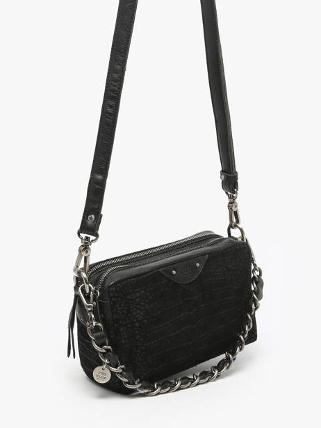 Cross Body Tas Vintage Leder Mila louise Zwart vintage 23673KRC ander zicht 2