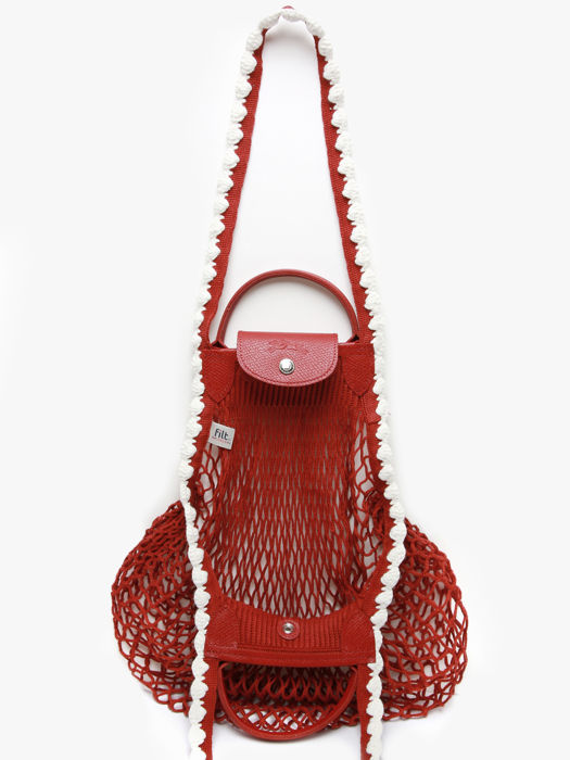 Longchamp Le pliage filet crochet Schoudertas Rood