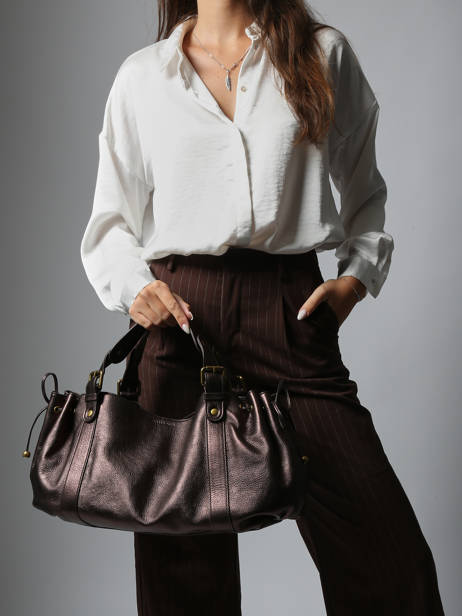 Schoudertas Gun Metal Leder Gerard darel Bruin gun metal DCS01446 ander zicht 1