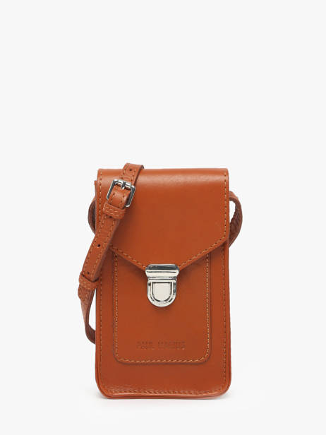 Telefoontas Leder Paul marius Bruin vintage TELEPHON