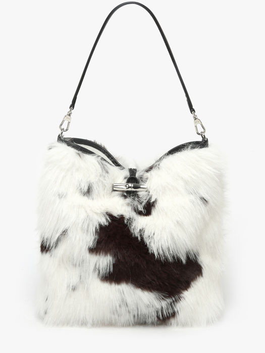 Longchamp Roseau toile fourrure Longchamp Wit