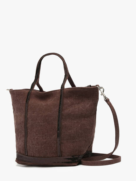 Handtas Cabas Linnen En Pailletten Vanessa bruno Bruin cabas lin 31V40435 ander zicht 2
