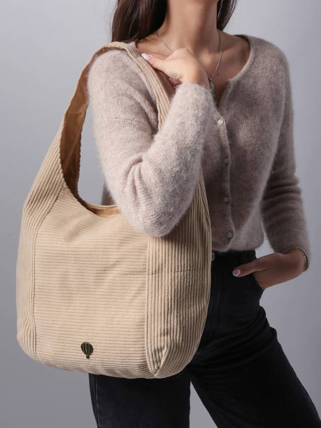 Schoudertas Velours Le voyage en panier Beige velours AHP243 ander zicht 1