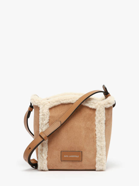 Cross Body Tas K Circle Shearling Leder Karl lagerfeld Bruin k circle A4W30068 ander zicht 4