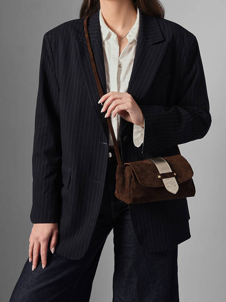 Cross Body Tas S Agnes Rundsleer Met Suède Finish Etrier Bruin agnes EAGV205S ander zicht 2