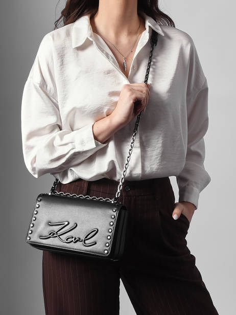 Cross Body Tas K Signature Studs Leder Karl lagerfeld Zwart k signature B1W30049 ander zicht 1